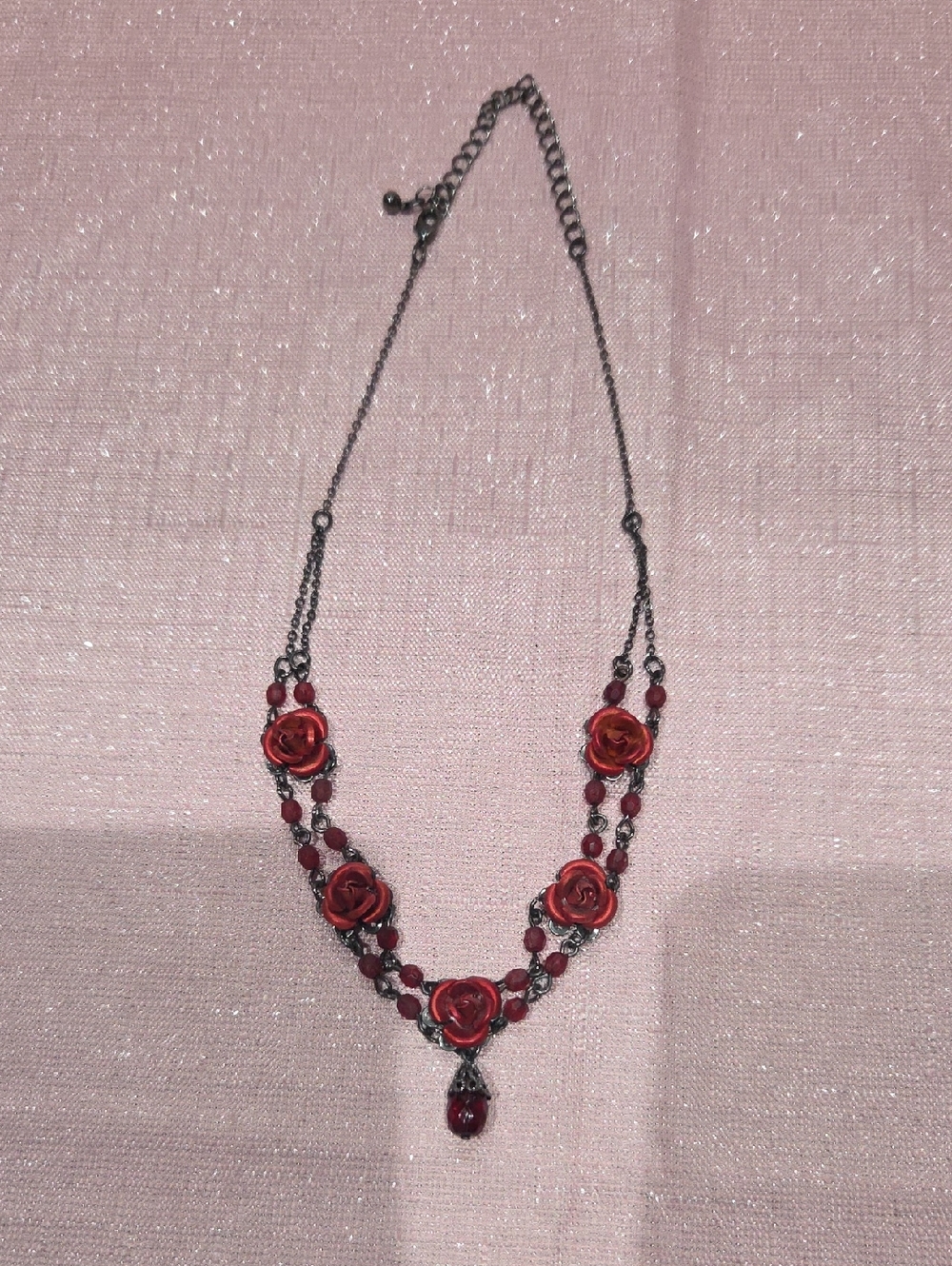 Red Rose Bead Necklace - Women Jewelry
